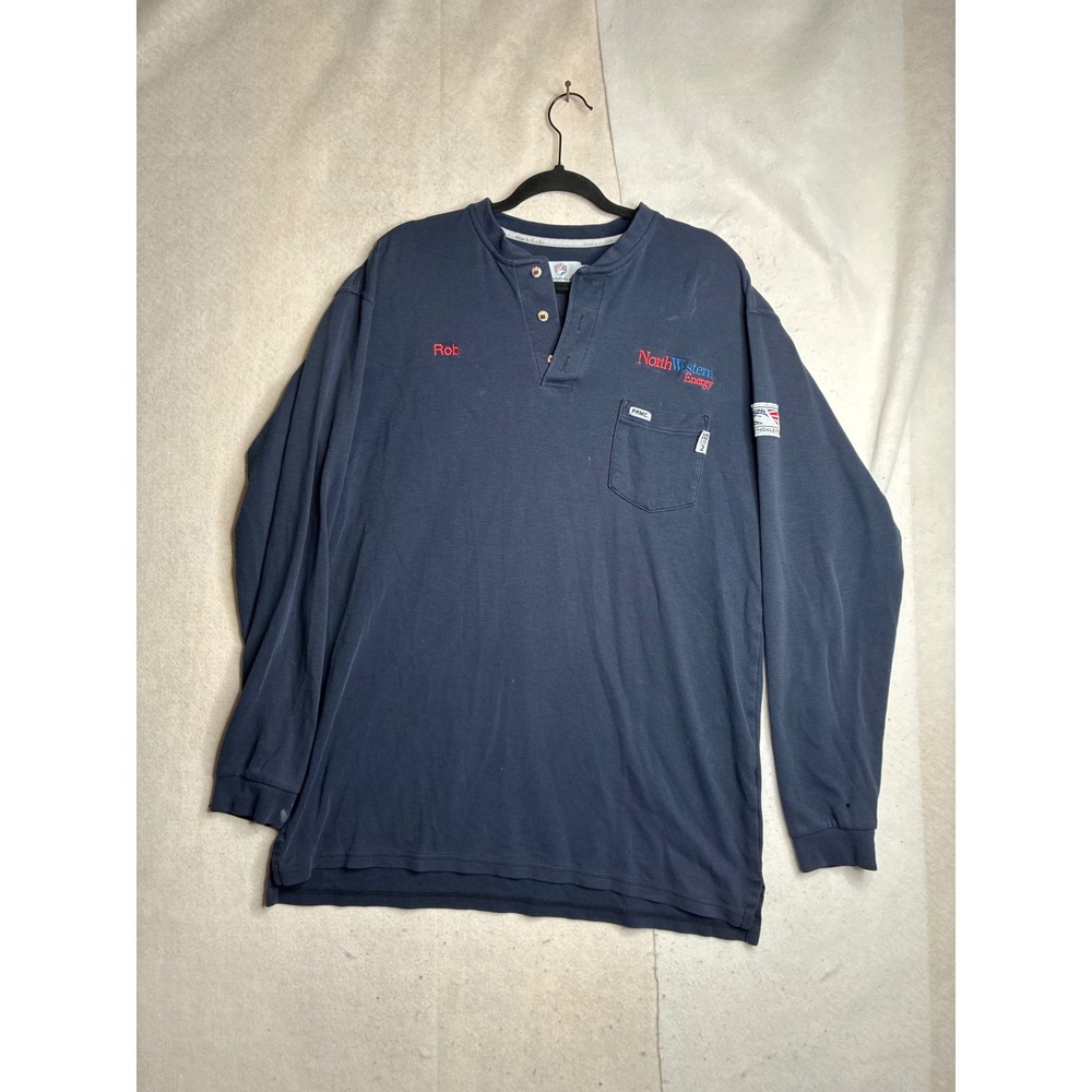 Tyndale FR Flame Resistant Henley Shirt Mens XL Navy NorthWestern Energy Rob USA